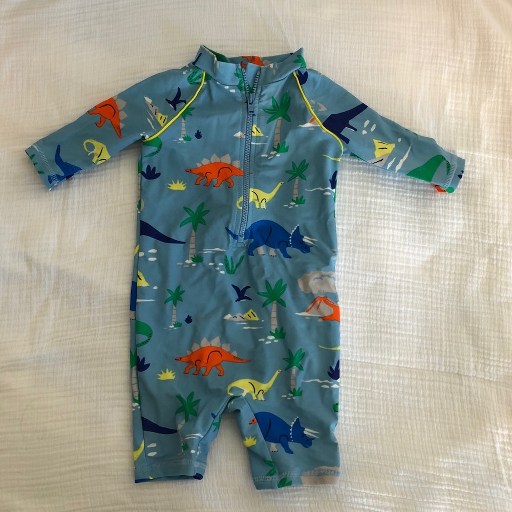 Baby Boden baby boy one piece dinosaur swimsuit.